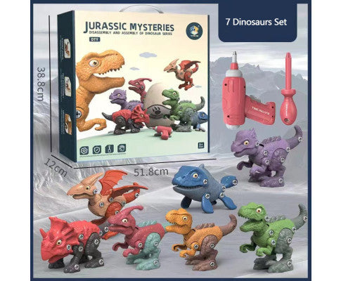 Disassemble Blocks Jurassic Dinosaurs Building Blocks Toys Battery Drill Tyrannosaurus Rex Wyvern Velociraptor Stegosaurus