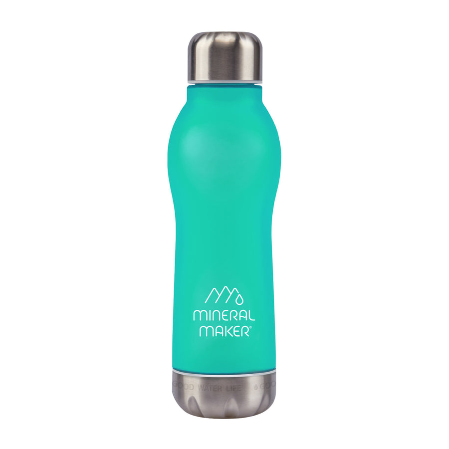 Mineral Maker MORBIDO Alkaline Filter Water Bottle + a Mineral Stone Pouch GREEN