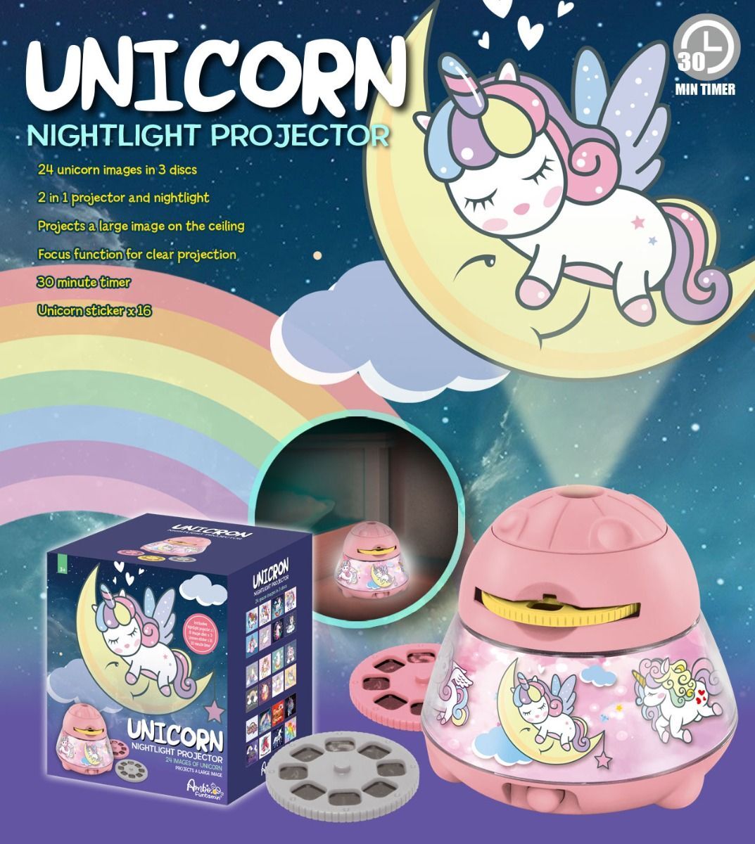 Unicorn Dreamy Sky Night Light Projector - Kids STEAM Toy