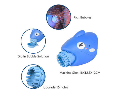 15-Hole Bubble Gun Shark Bubble Machine Automatic Children's Hand-Held Outdoor Toys - SM Everyday Living