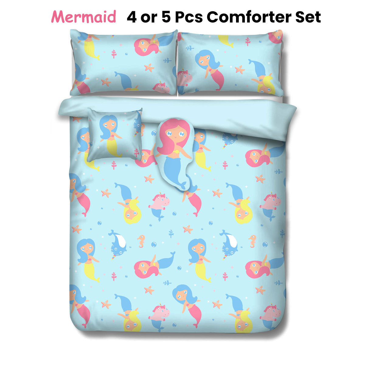 Ramesses Mermaid Kids Advventure 4 Pcs Comforter Set Single