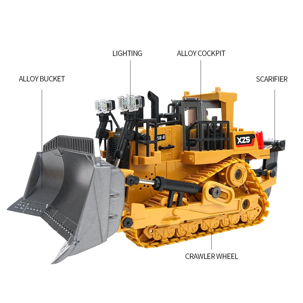 Remote Control Bulldozer Toy With Alloy Excavator