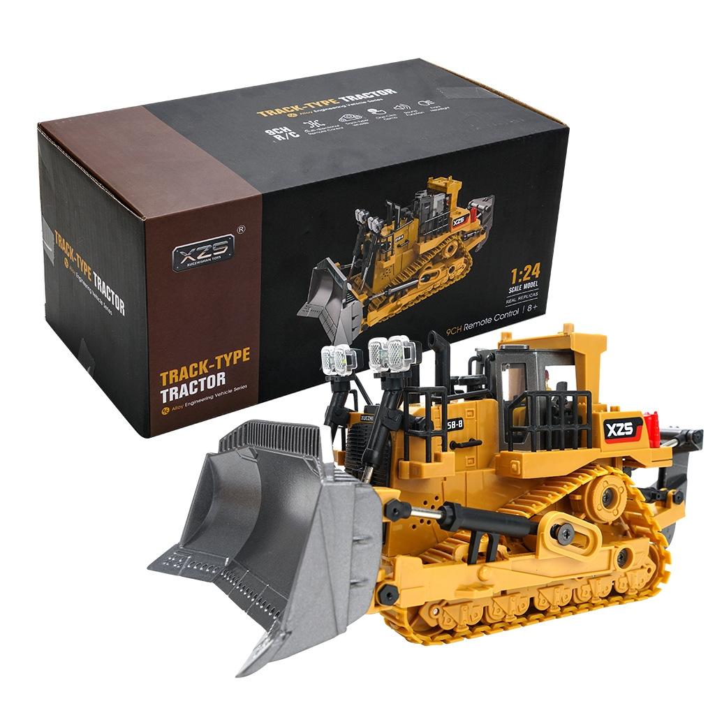 Remote Control Bulldozer Toy With Alloy Excavator