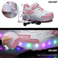 Rechargeable Light Wheel Skating Shoes For Kids - Size 36 Two-Wheeled