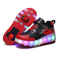 Rechargeable Light Wheel Skating Shoes For Kids - Size 36 Two-Wheeled