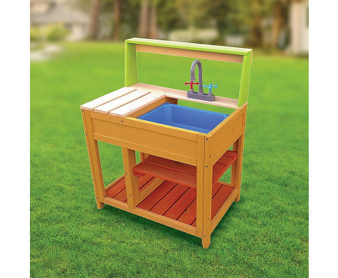 Children’s Outdoor Play Mud Kitchen Sand Pit with Display Shelf