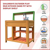 Children’s Outdoor Play Mud Kitchen Sand Pit with Display Shelf - SM Everyday Living