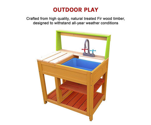 Children’s Outdoor Play Mud Kitchen Sand Pit with Display Shelf