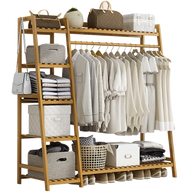 Clothes Rack Coat Garment Stand Bamboo Rail Hanger Airer Closet - SM Everyday Living