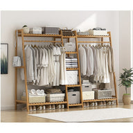 Clothes Rack Coat Garment Stand Bamboo Rail Hanger Airer Closet - SM Everyday Living