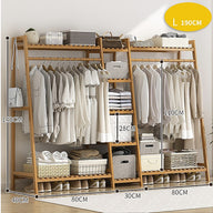 Clothes Rack Coat Garment Stand Bamboo Rail Hanger Airer Closet - SM Everyday Living