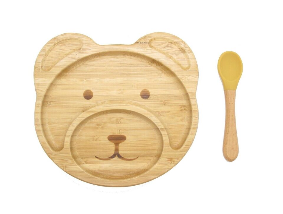 Bamboo Kid Child Baby Plate set - Teddy Bear