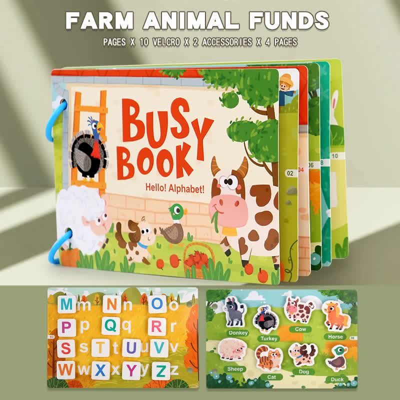 Themed Busy Book Set - Educational Activity Books for Preschool Learning (Farm, Vehicles, Dinosaurs, Ocean, and Forest,5 books in total)