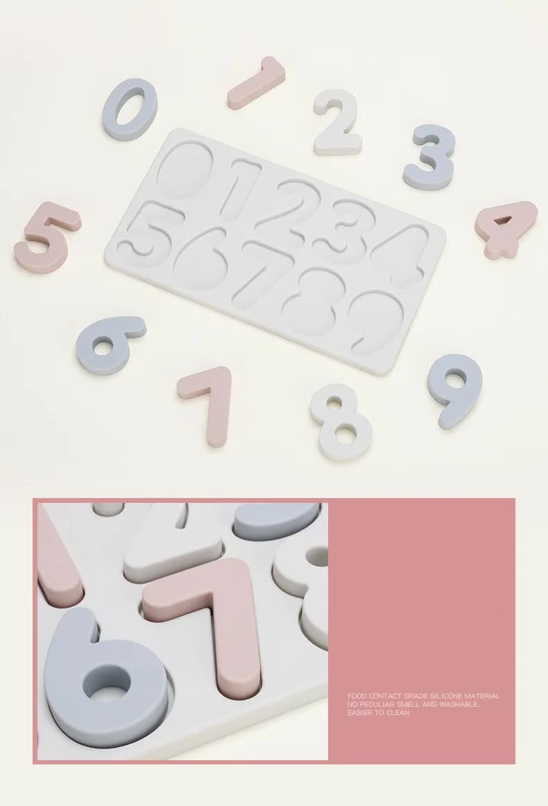 Colorful Silicone Early Learning Number Puzzle Board for Kids