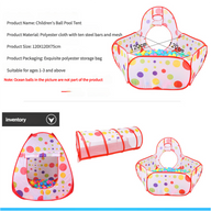 Orange 3-in-1 Kids Play Tent Set - Foldable Indoor/Outdoor Tunnel and Ball Pit with Fence