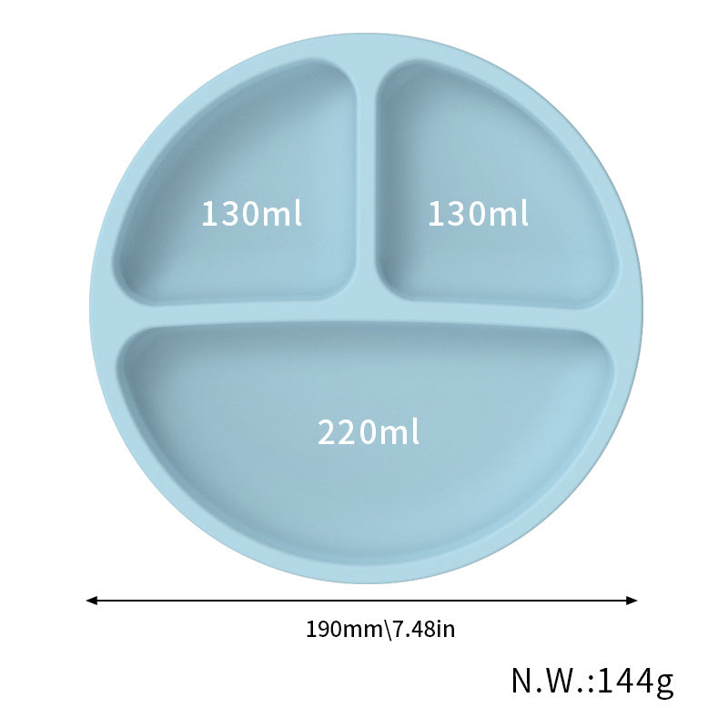 Blue Silicone Baby Feeding Set - Suction Plate, Bib, Cup & Utensils