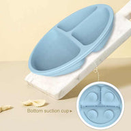 Blue Silicone Baby Feeding Set - Suction Plate, Bib, Cup & Utensils