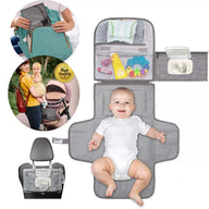 Grey Portable Baby Diaper Changing Pad with Storage Pockets