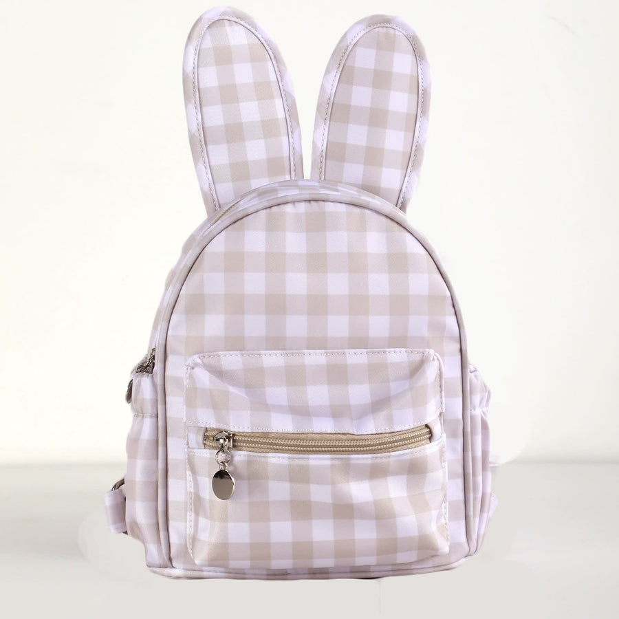 Khaki Kids Bunny Ear Gingham Backpack