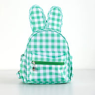 Green Kids Bunny Ear Gingham Backpack