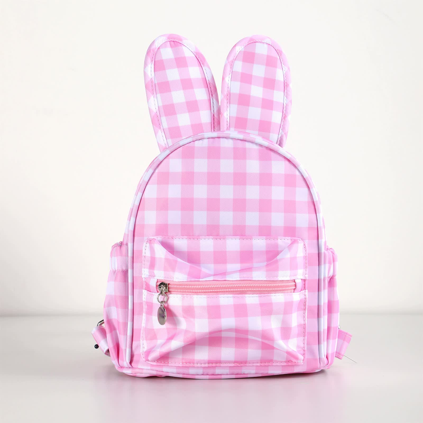 Pink Kids Bunny Ear Gingham Backpack