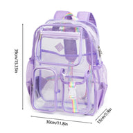 Black Clear Transparent Backpack - Stylish PVC School Bag with Multiple Pockets