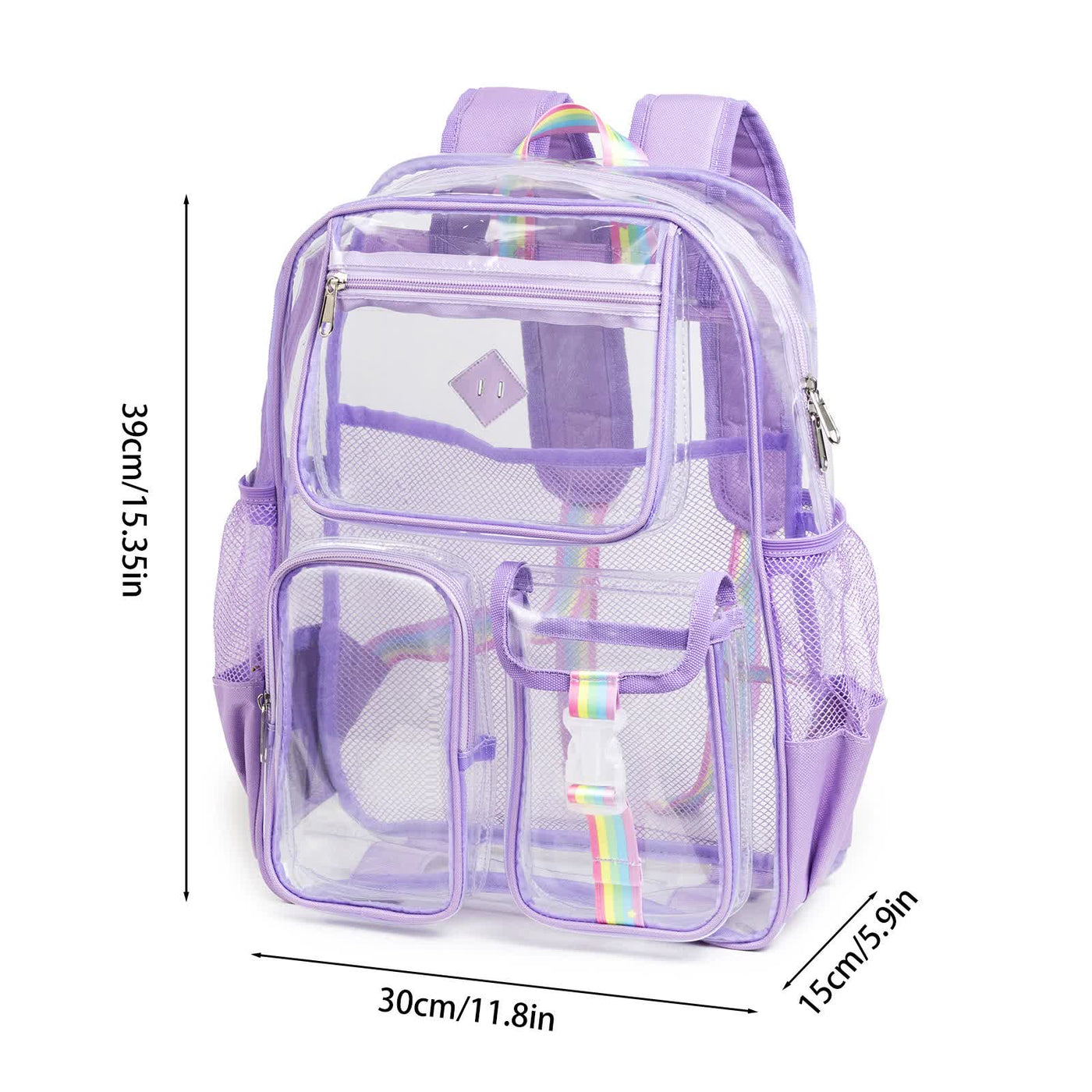 Black Clear Transparent Backpack - Stylish PVC School Bag with Multiple Pockets