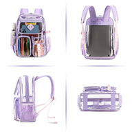 Pink Clear Transparent Backpack - Stylish PVC School Bag with Multiple Pockets