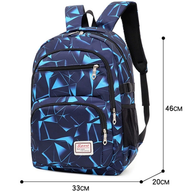 Blue Stylish 3-Piece Backpack Set with Unique Geometric Design