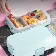 Blue Kids' Lunch Box with Compartments - BPA-Free Microwave Safe Bento Box for School Meals