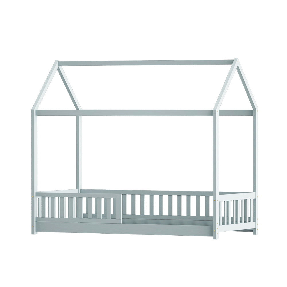 Bed Frame Wooden Kids House Frame Grey ROCK