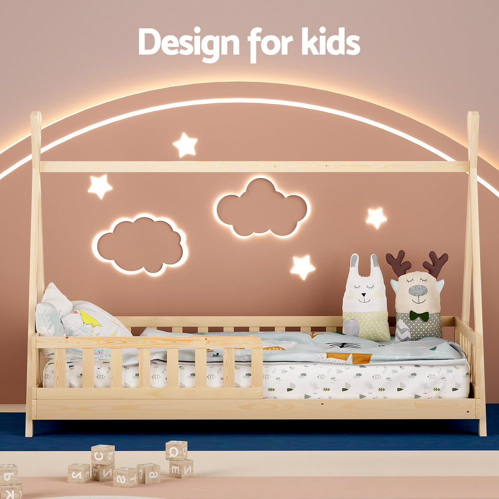 Bed Frame Wooden Kids House Frames Oak PUAH