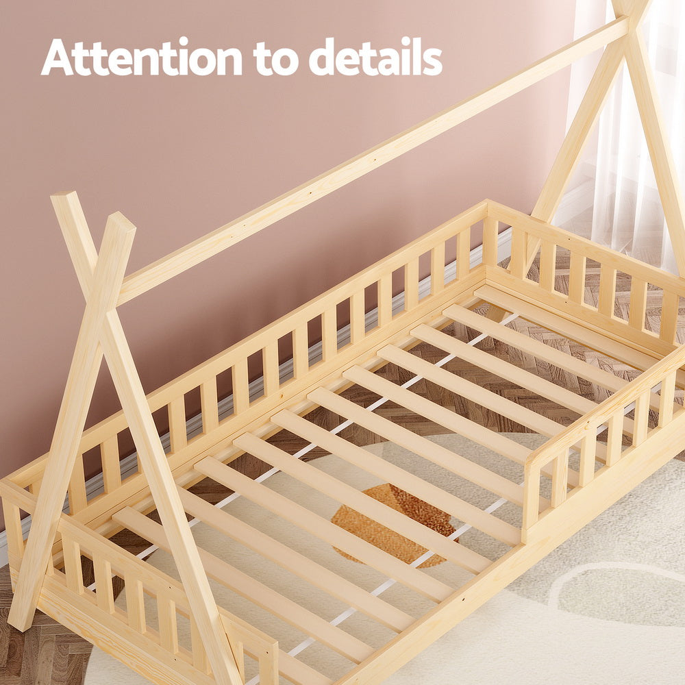 Bed Frame Wooden Kids House Frames Oak PUAH