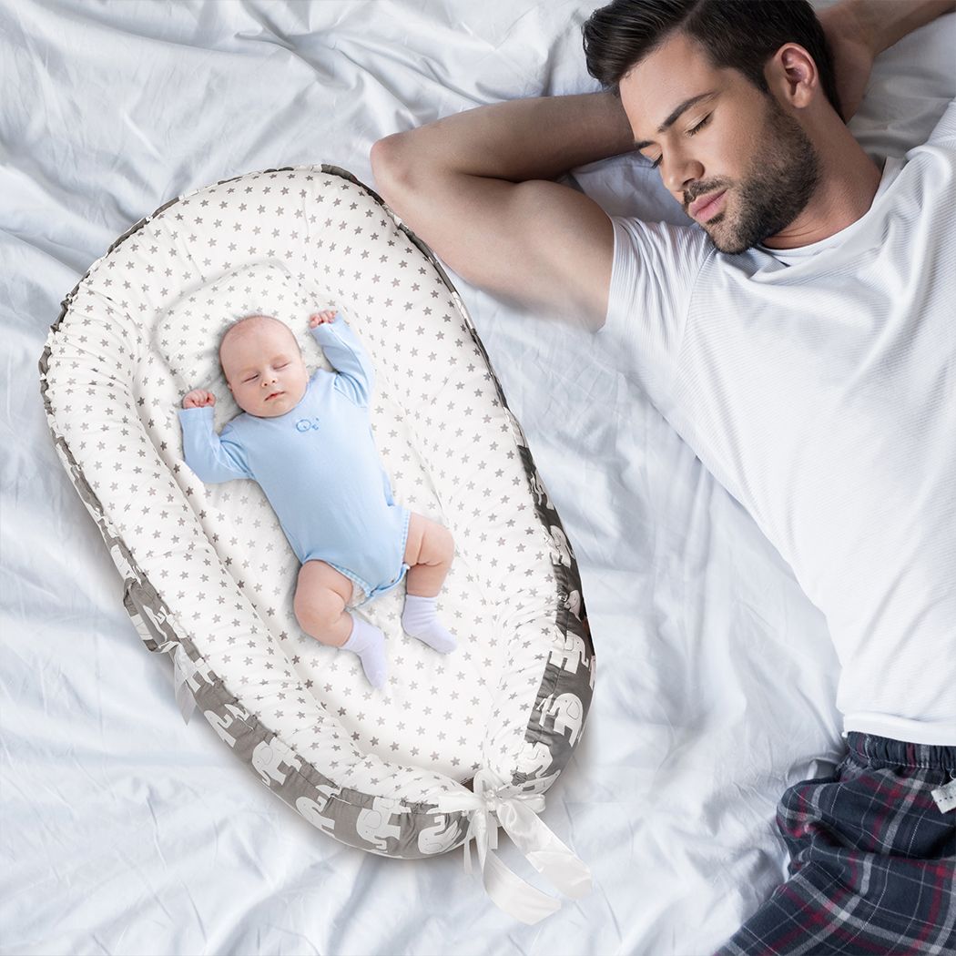Baby Nest Bed Lounger Sleeping Portable Pillow Newborn Bassinet Crib Grey