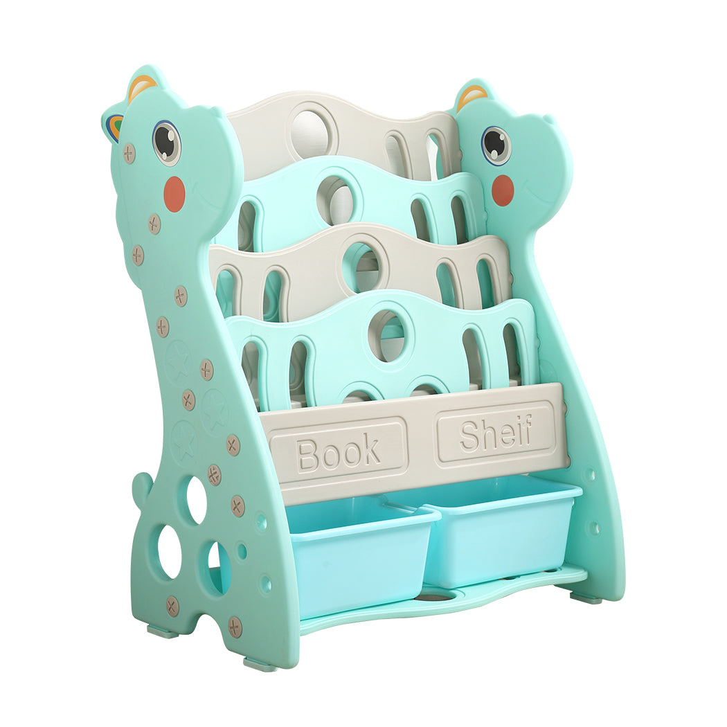 Kids Bookshelf Bookcase Magazine Rack Organiser Shelf Children Green