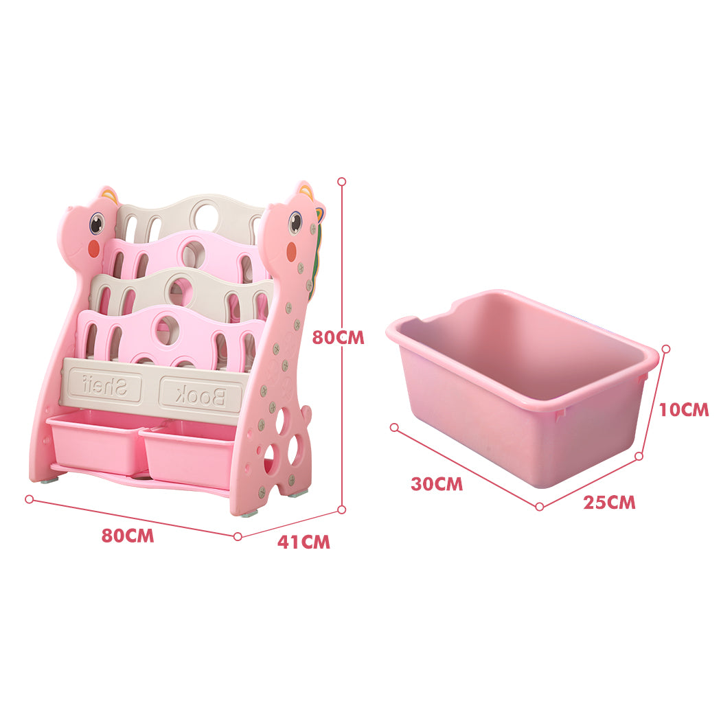 Kids Bookshelf Bookcase Magazine Rack Organiser Pink