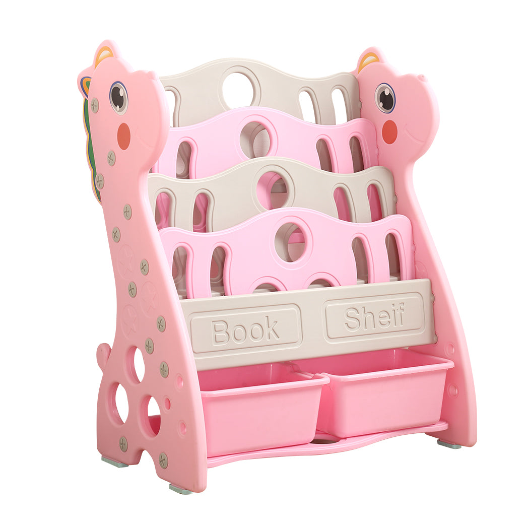 Kids Bookshelf Bookcase Magazine Rack Organiser Pink