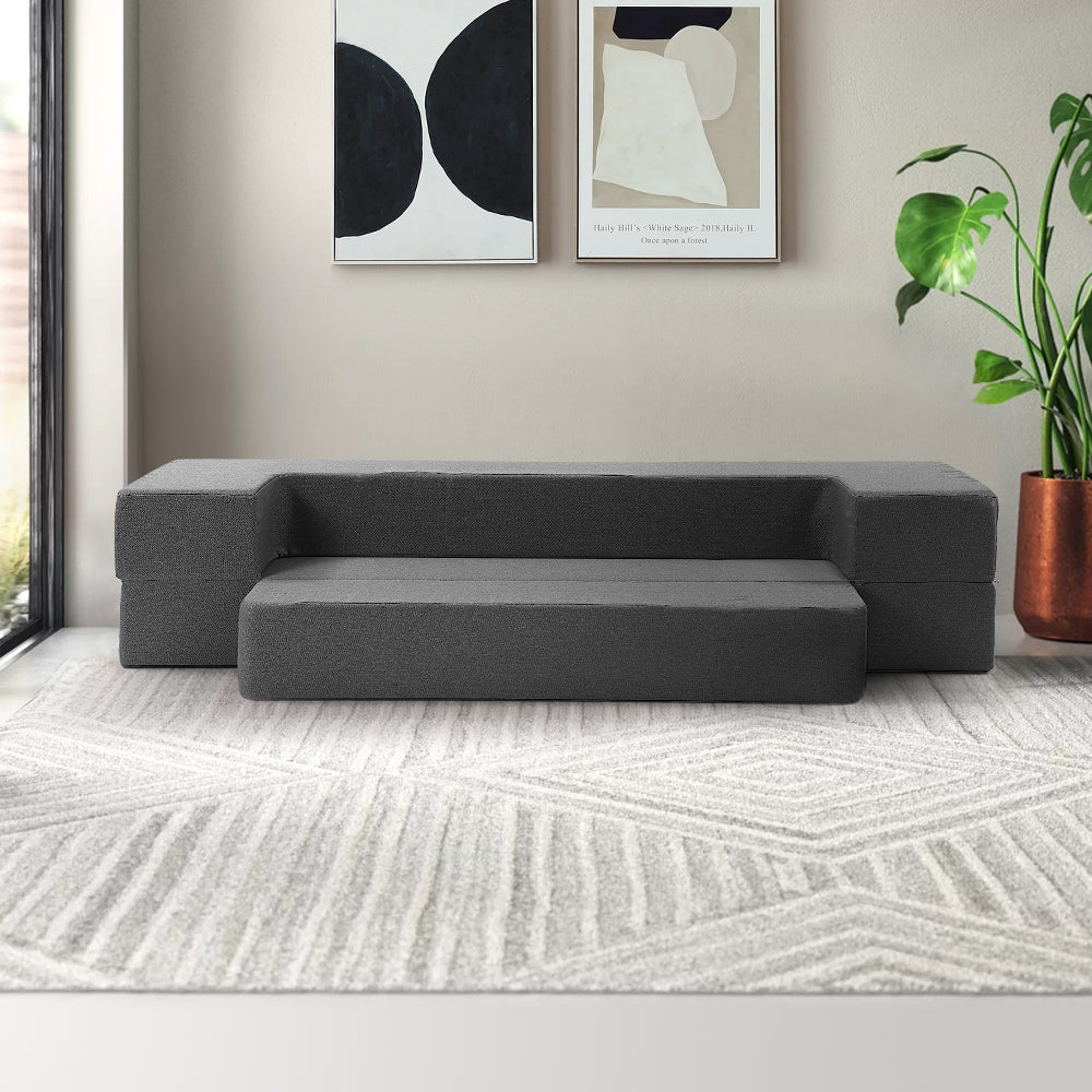 Bedding Portable Sofa Bed Folding Mattress Lounger Chair Ottoman Grey