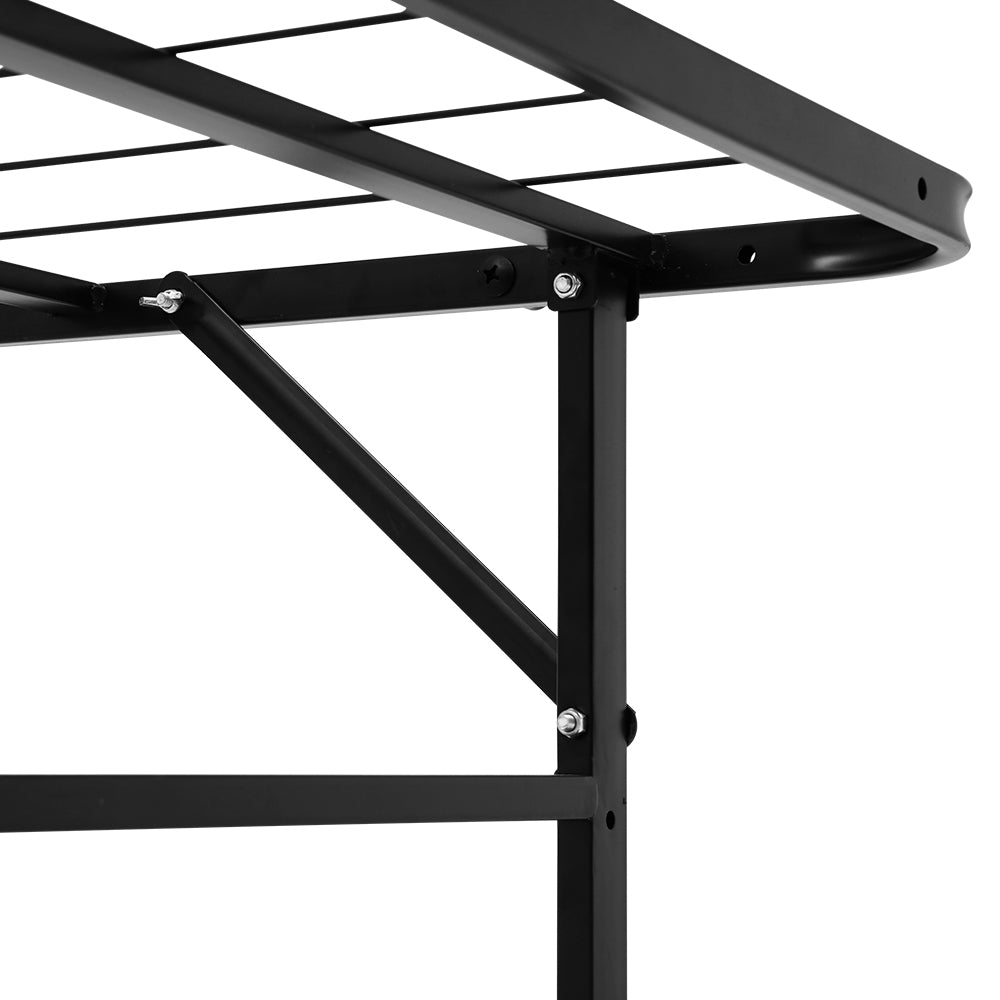Folding Bed Frame Single Metal Bed Base Portable Black