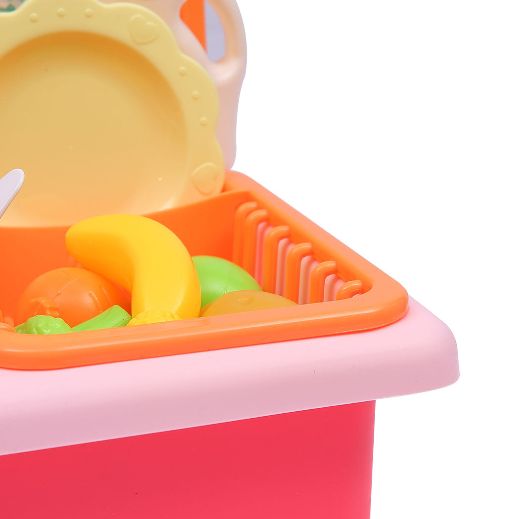 35x Kids Kitchen Play Set Dishwasher Sink Dishes Toys Cookware Pretend Play Pink