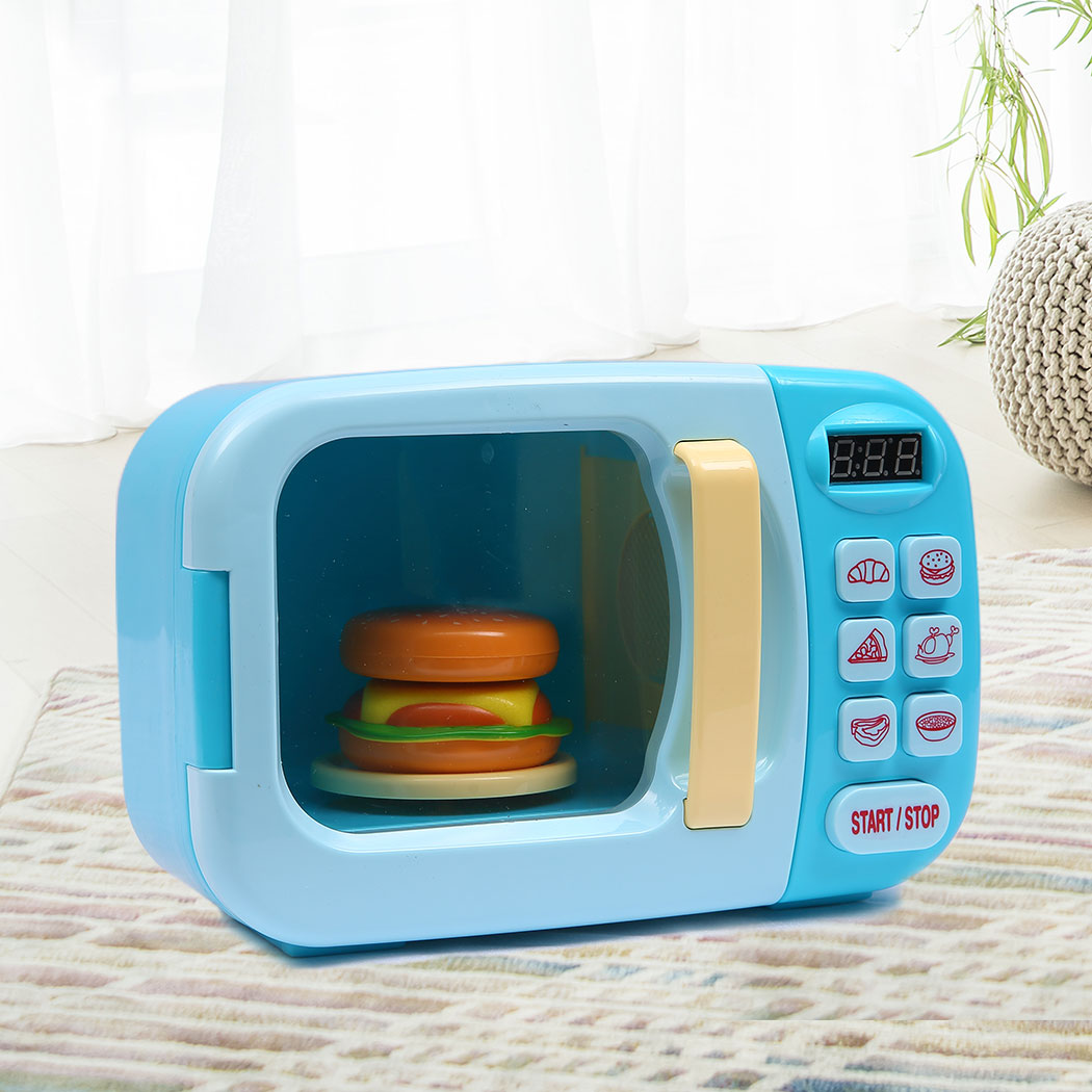 32x Kids Kitchen Play Set Electric Microwave Oven Pretend Play Toys Cooking Blue