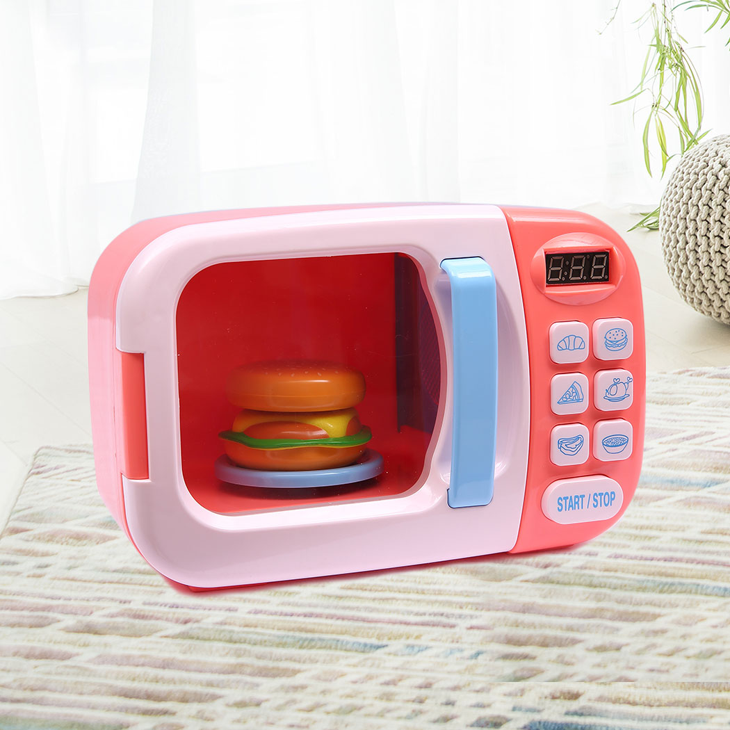 32x Kids Kitchen Play Set Electric Microwave Oven Pretend Play Toys Cooking Pink