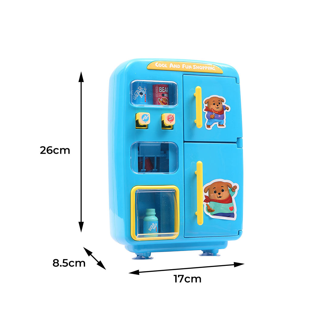 Kids Play Set 2 IN 1 Refrigerator Vending Machine Kitchen Pretend Play Toys Blue