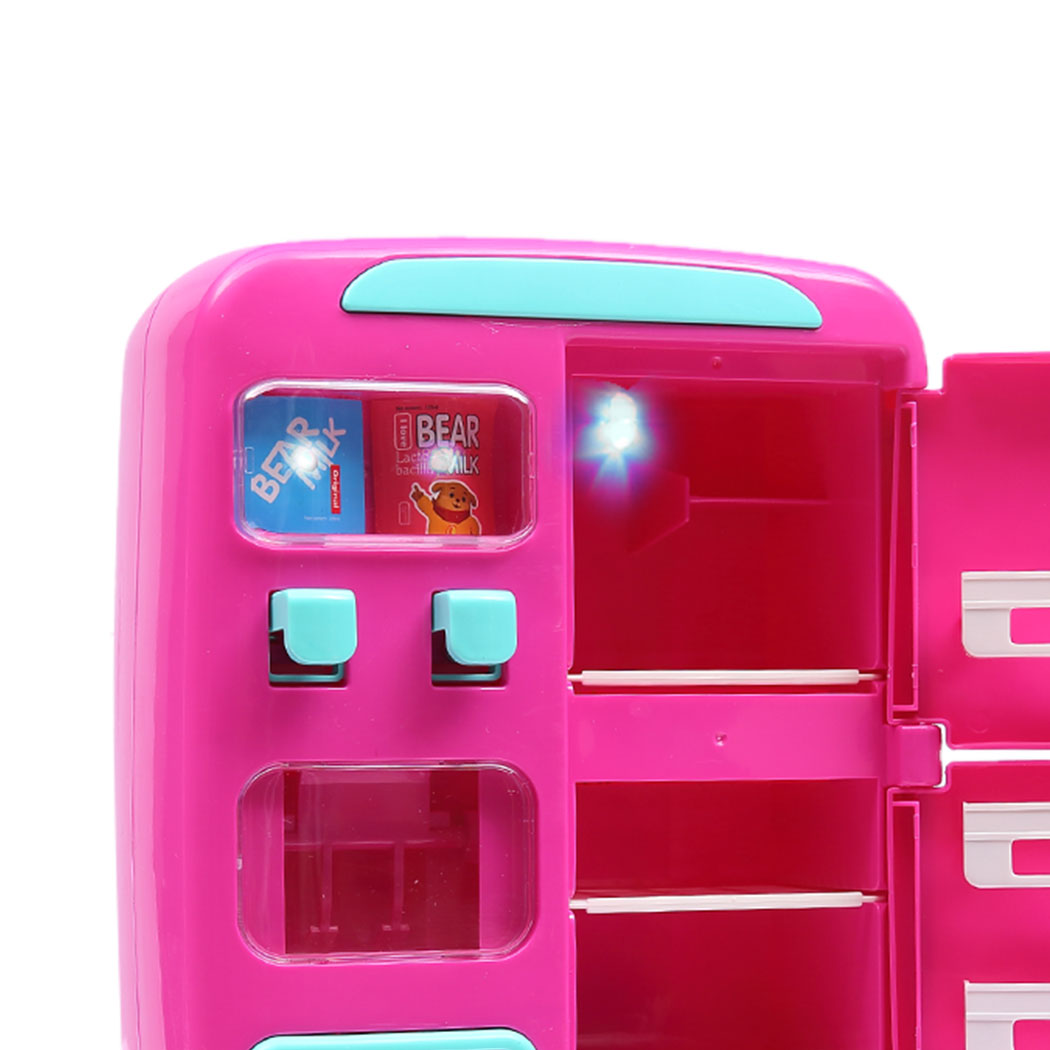 Kids Play Set 2 IN 1 Refrigerator Vending Machine Kitchen Pretend Play Toys Pink