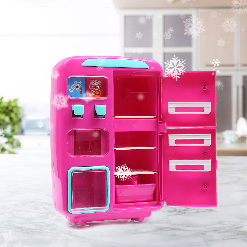 Kids Play Set 2 IN 1 Refrigerator Vending Machine Kitchen Pretend Play Toys Pink