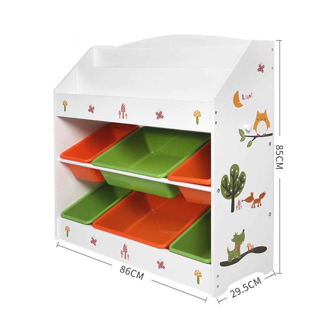 Kids Toy Box Organiser Bookshelf 6 Bins