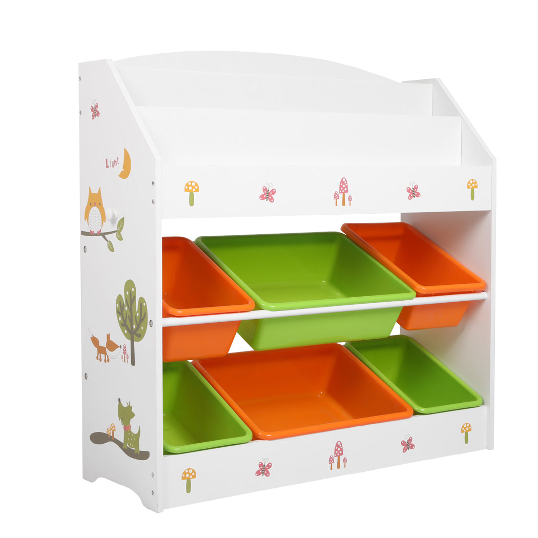 Kids Toy Box Organiser Bookshelf 6 Bins