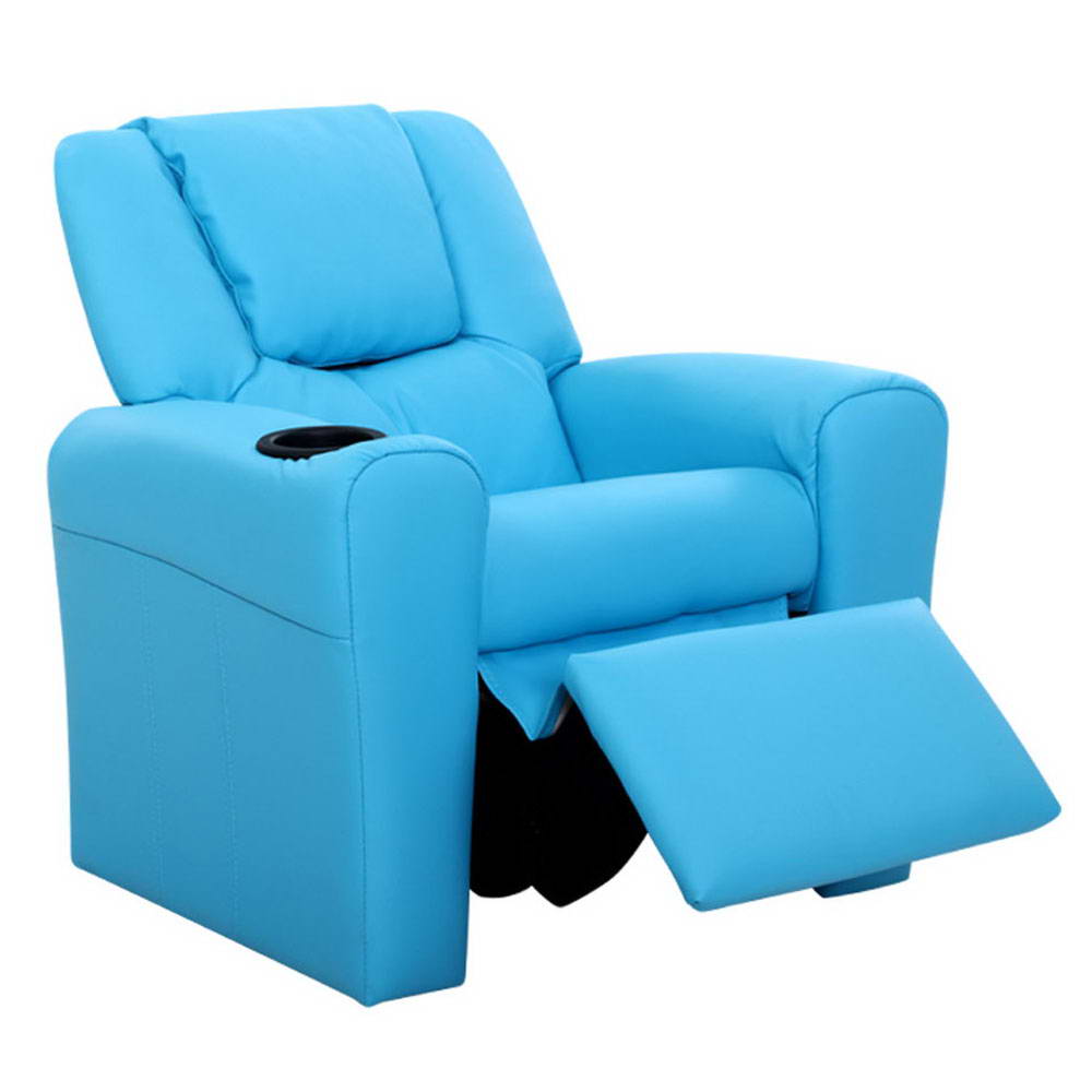 Kids Recliner Chair PU Leather Blue