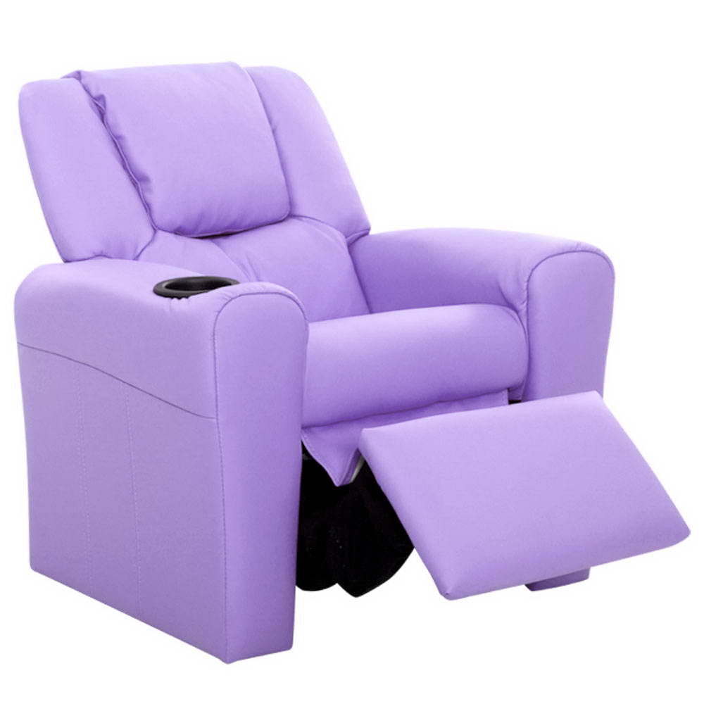 Kids Recliner Chair PU Leather Purple