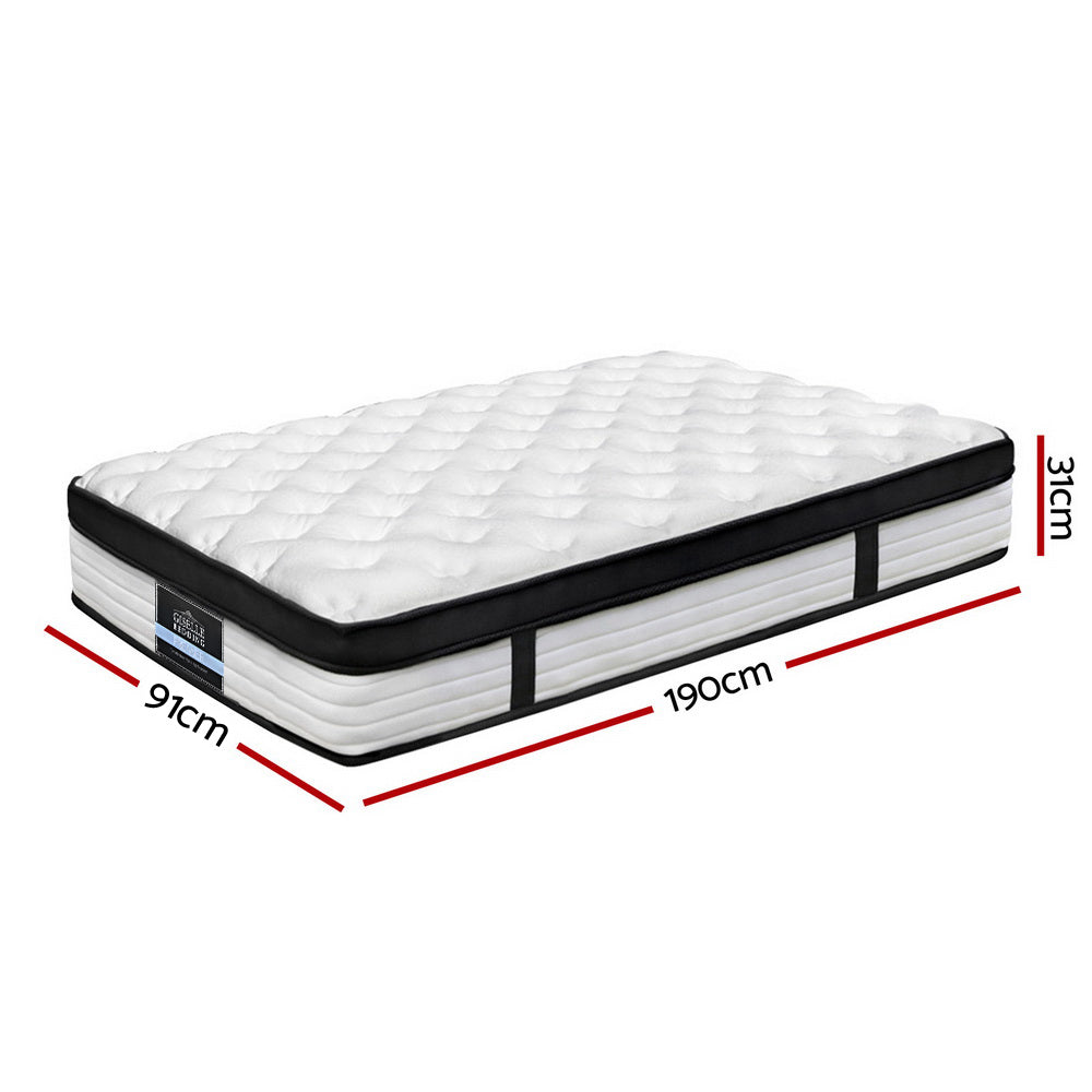 Bedding Devon Euro Top Pocket Spring Mattress 31cm Thick Single